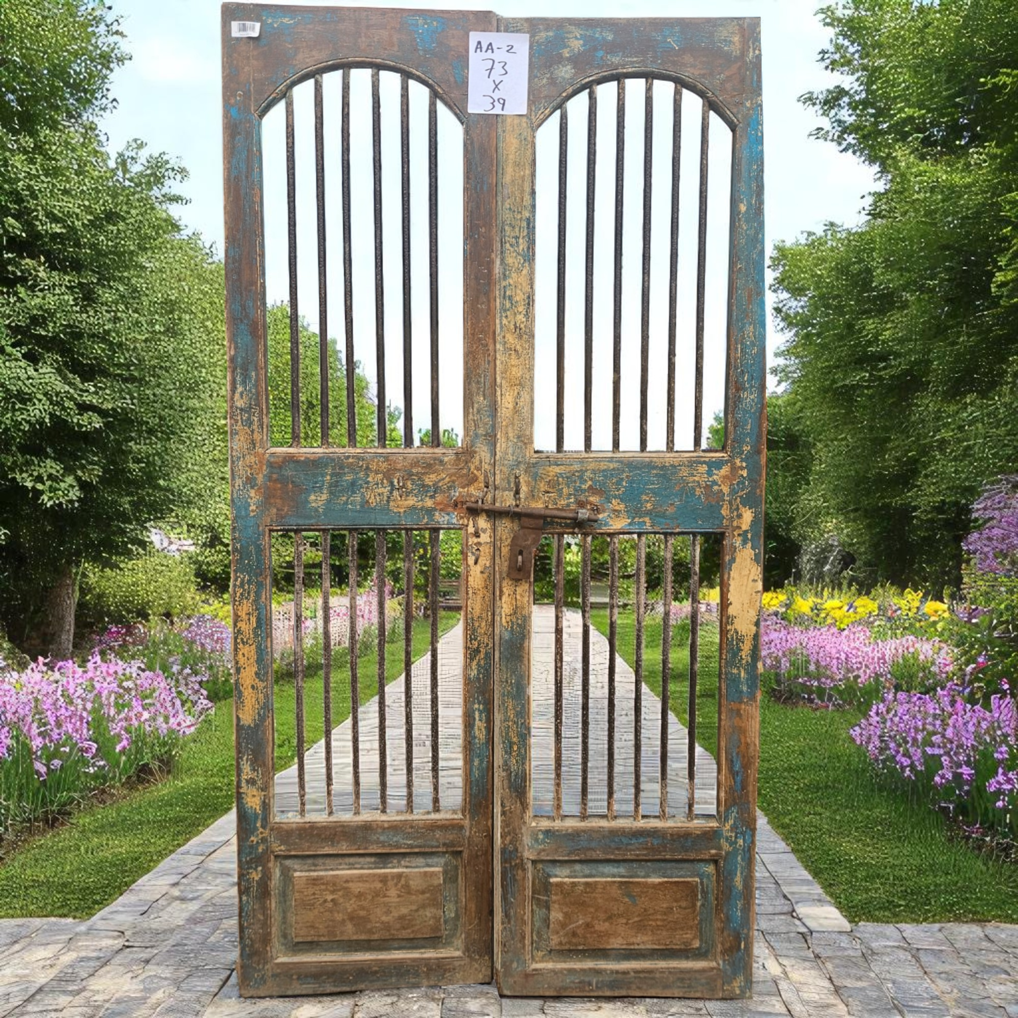 Wilco Home - Wholesale Wall Accent - One-of-a-kind Vintage Solid Wood Doors with Iron Protectors6