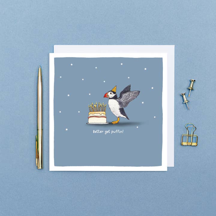Wild Lines - Wholesale Birthday Card - Better Get Puffin! // Funny Puffin Birthday Card, Bird Cards1