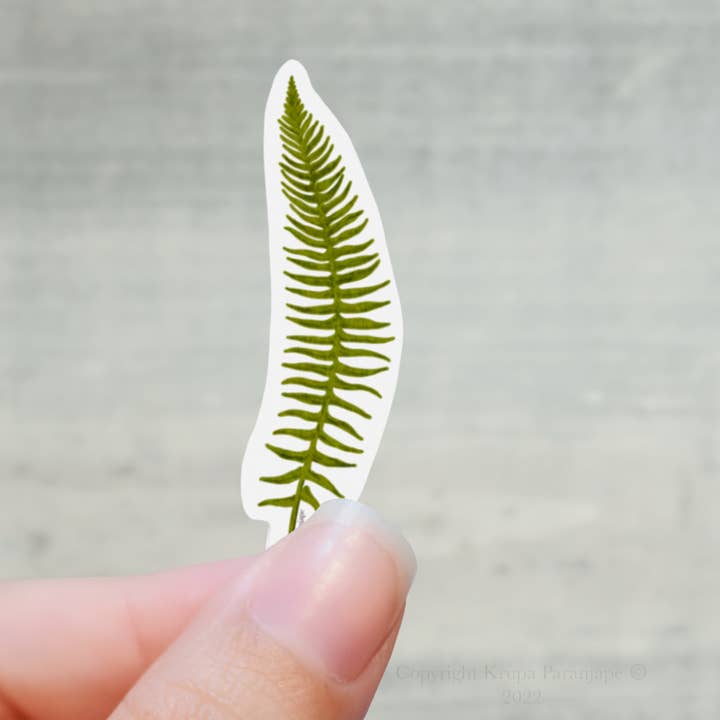 Plant lady-Fern vinyl die cut sticker for wholesale by Krupa Paranjape