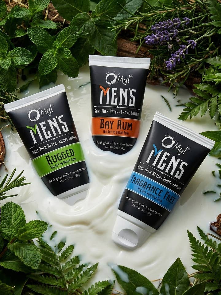 O My! Loción aftershave de leche de cabra 2 oz | Hecha con leche de cabra cruda | Manteca de karité y Vitamina E | Libre de parabenos y más | Elaborada a mano en EE. UU. para venta al por mayor de O My! Bath and Body
