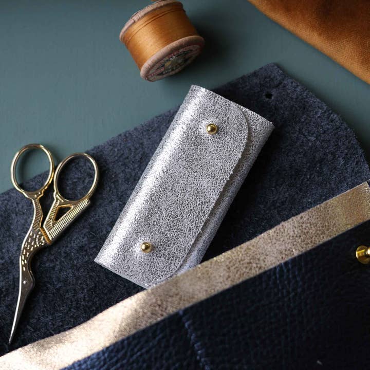 Shimmer Leather Mini Sewing Needle Case for wholesale by Studio Lowen
