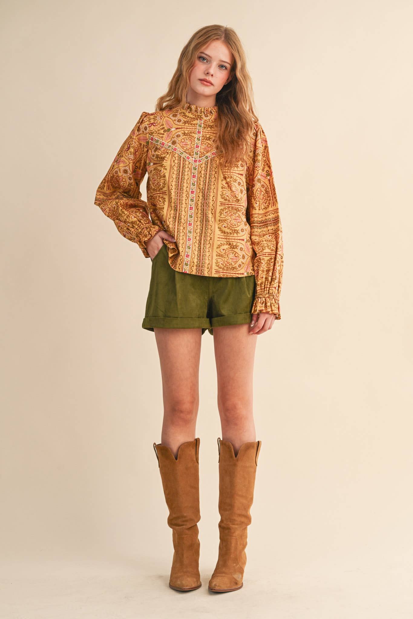 &MERCI - Wholesale Blouse - Women's - EXCLUSIVE FLORAL PRINT TOP WITH FLORAL TRIM MTP452816