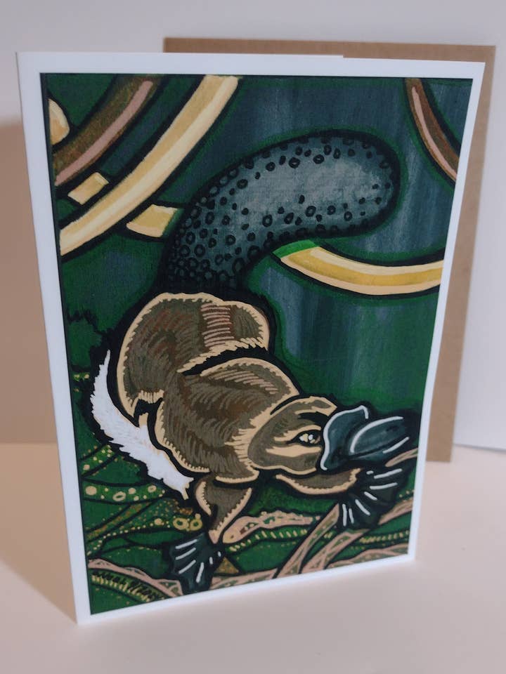 Blank Greeting Card- Animal Series-Platypus for wholesale by Laura Noel Art and Music