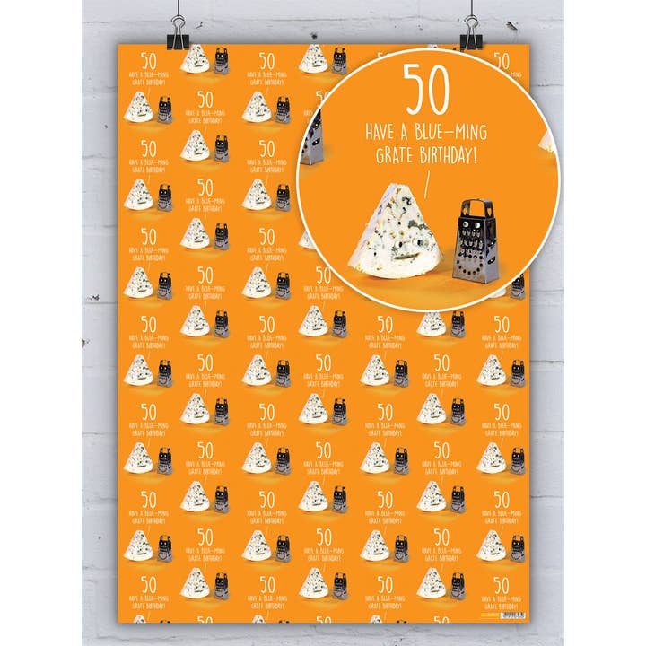 brainbox candy – Großhandel Geschenkpapier in Bögen – Lustiges 50. Geschenkpapier — Käse, gefaltet** Packung mit 2 Blatt