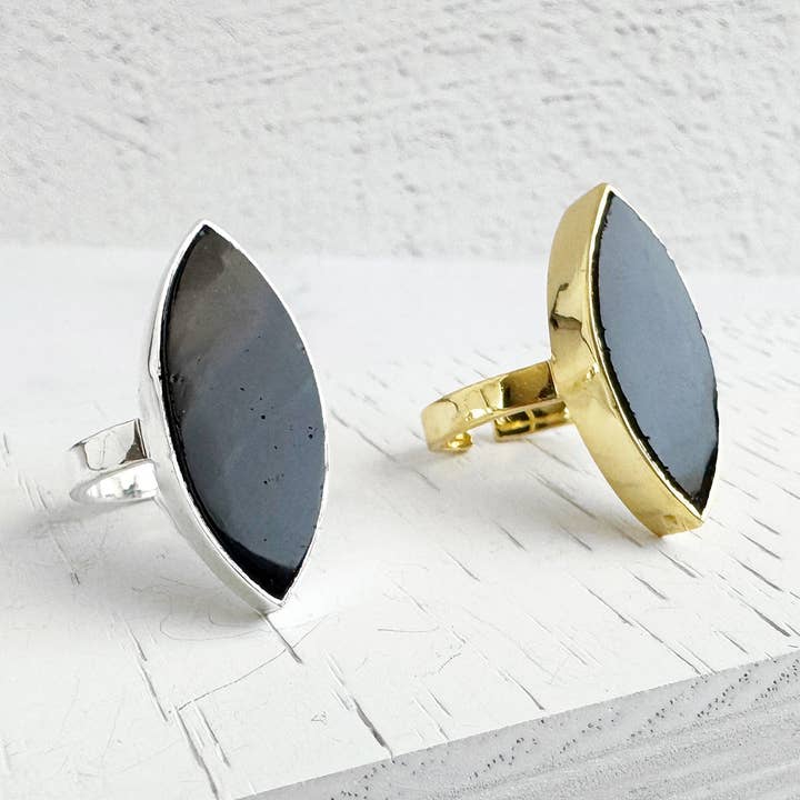 Marquise Statement Ring – Black Onyx for wholesale by Rustic Gem Jewelry