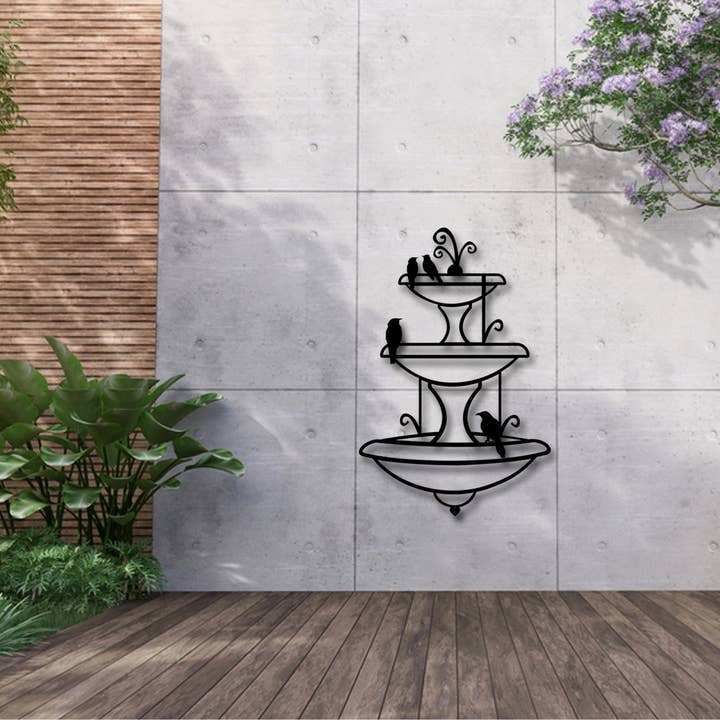 benjashop – wholesale Wall Accent – Garden Metal Wall Art Decoration, Fountain Sculpture1