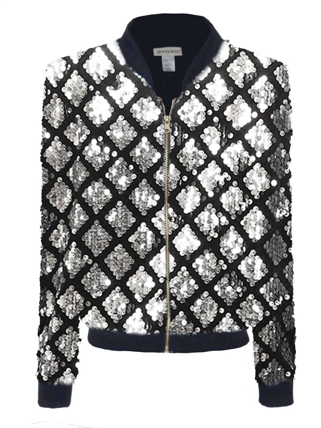 Anna Kaci Wholesale - Wholesale Varsity/Baseball Jacket - Women's - Striped Metallic Sequin Varsity Jacket36