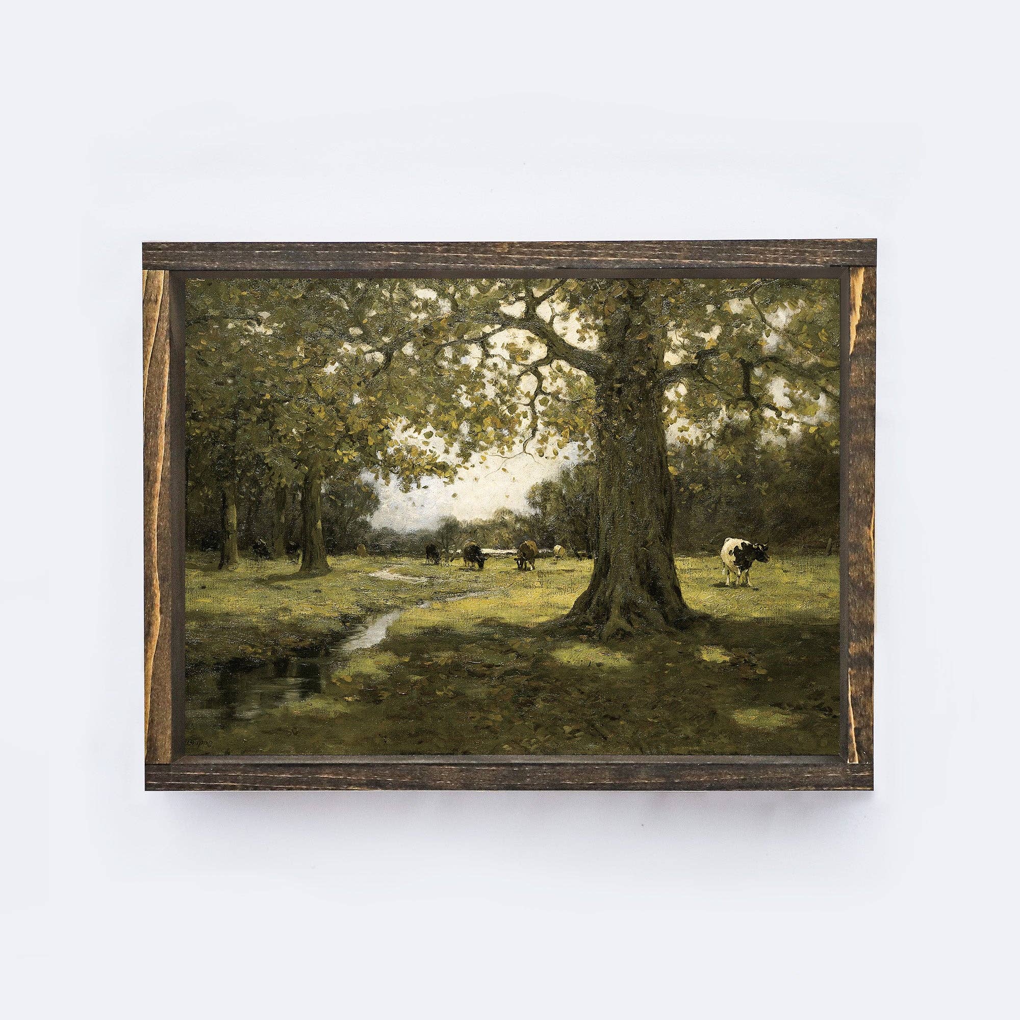 Hoekstra Decor - Wholesale Art Print - Vintage Framed Print | Cows In A Pasture Painting A660