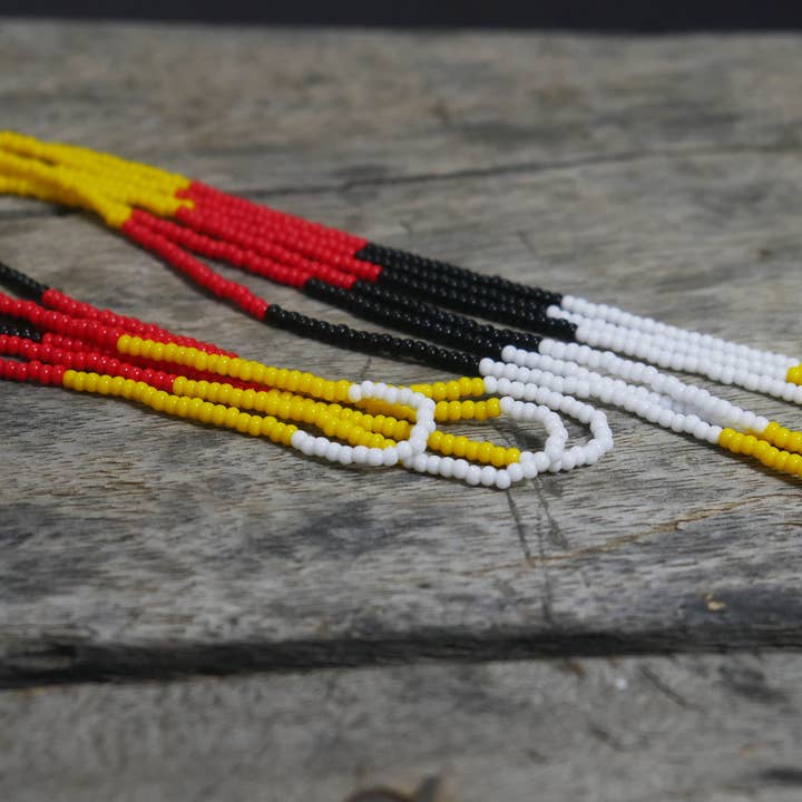 KANGURAH - Wholesale Pendant/Charm Necklace - Native American Style Beaded medallions 4 Direction Feather