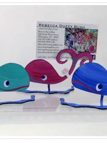 Whale Sculpture - Hand Painted - Small - Photo Holder for wholesale by Octopus Adventure by Rebecca Duffy Bush