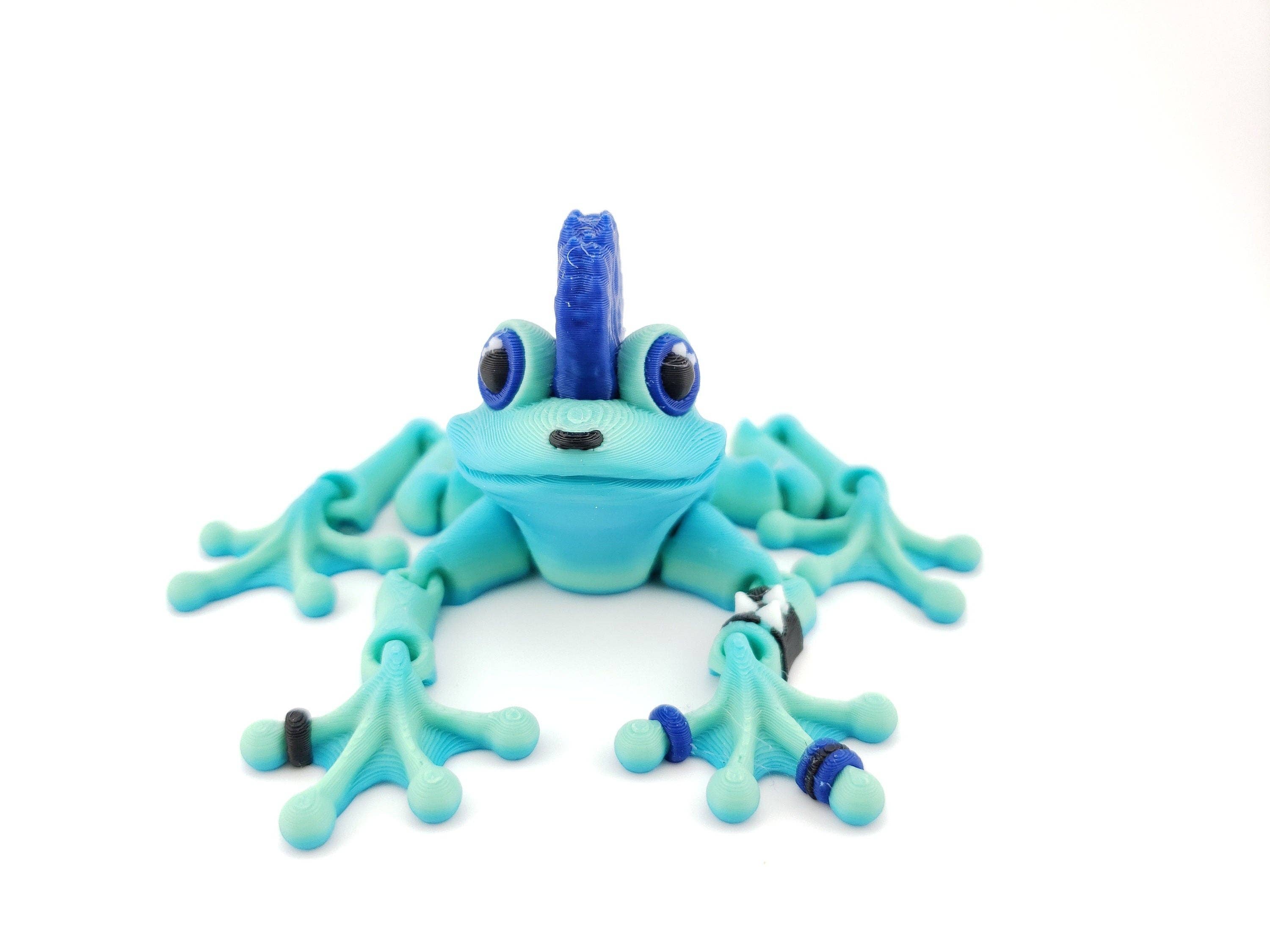 The Geek Galleria – wholesale Decorative figurine – 3D-Printed Articulated Punk EMO Frog Decor Desk Decor - Animal Figurine - Authorized Seller
