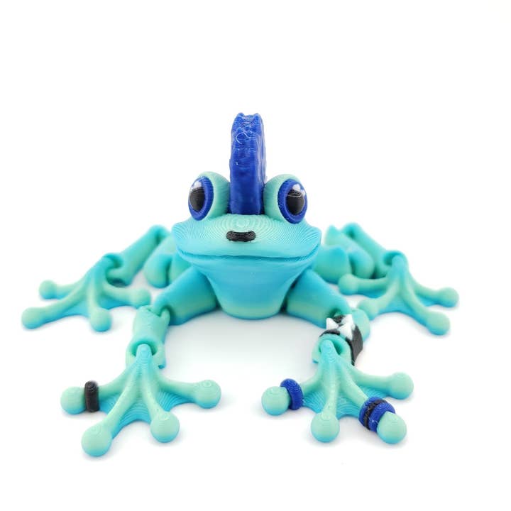 The Geek Galleria – wholesale Decorative figurine – 3D-Printed Articulated Punk EMO Frog Decor Desk Decor - Animal Figurine - Authorized Seller0