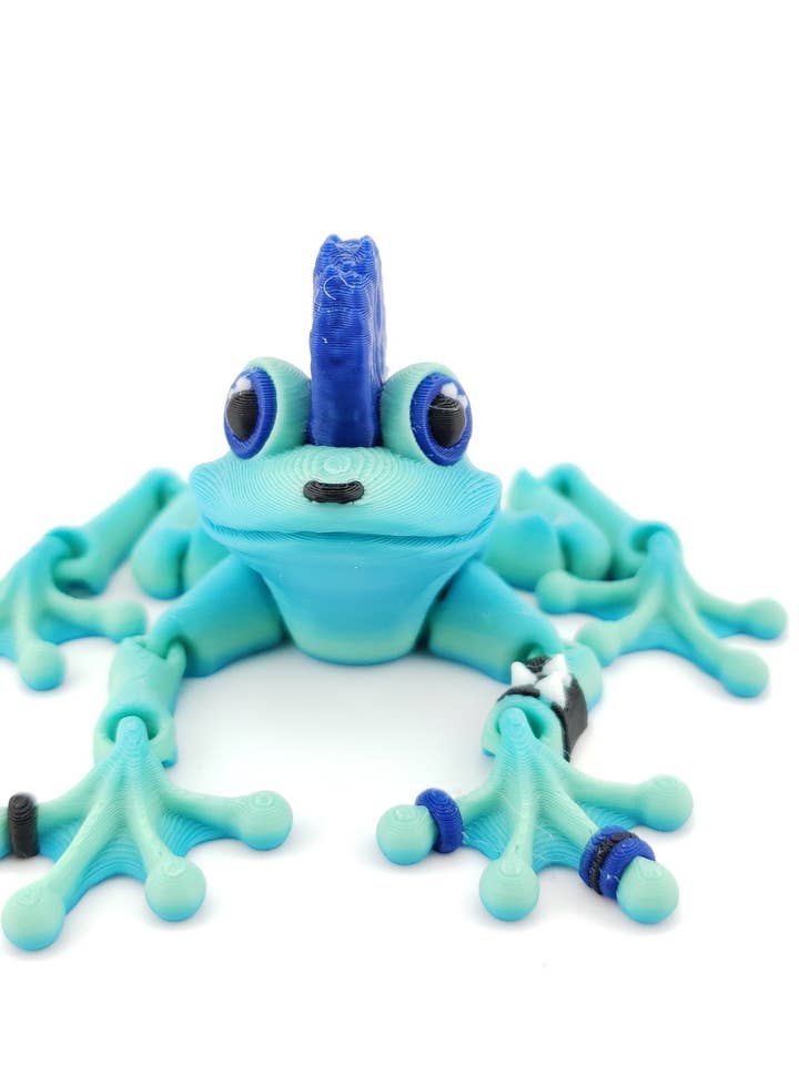 3D-Printed Articulated Punk EMO Frog Decor Desk Decor - Animal Figurine - Authorized Seller for wholesale by The Geek Galleria
