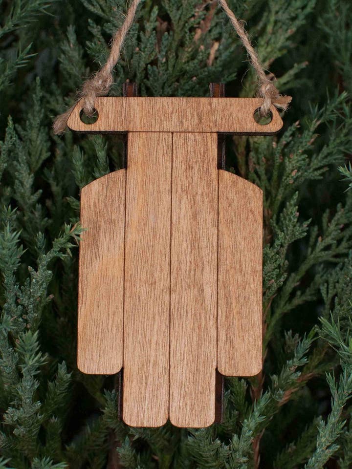 Sled Christmas Ornament for wholesale by The Little Ornament Shop