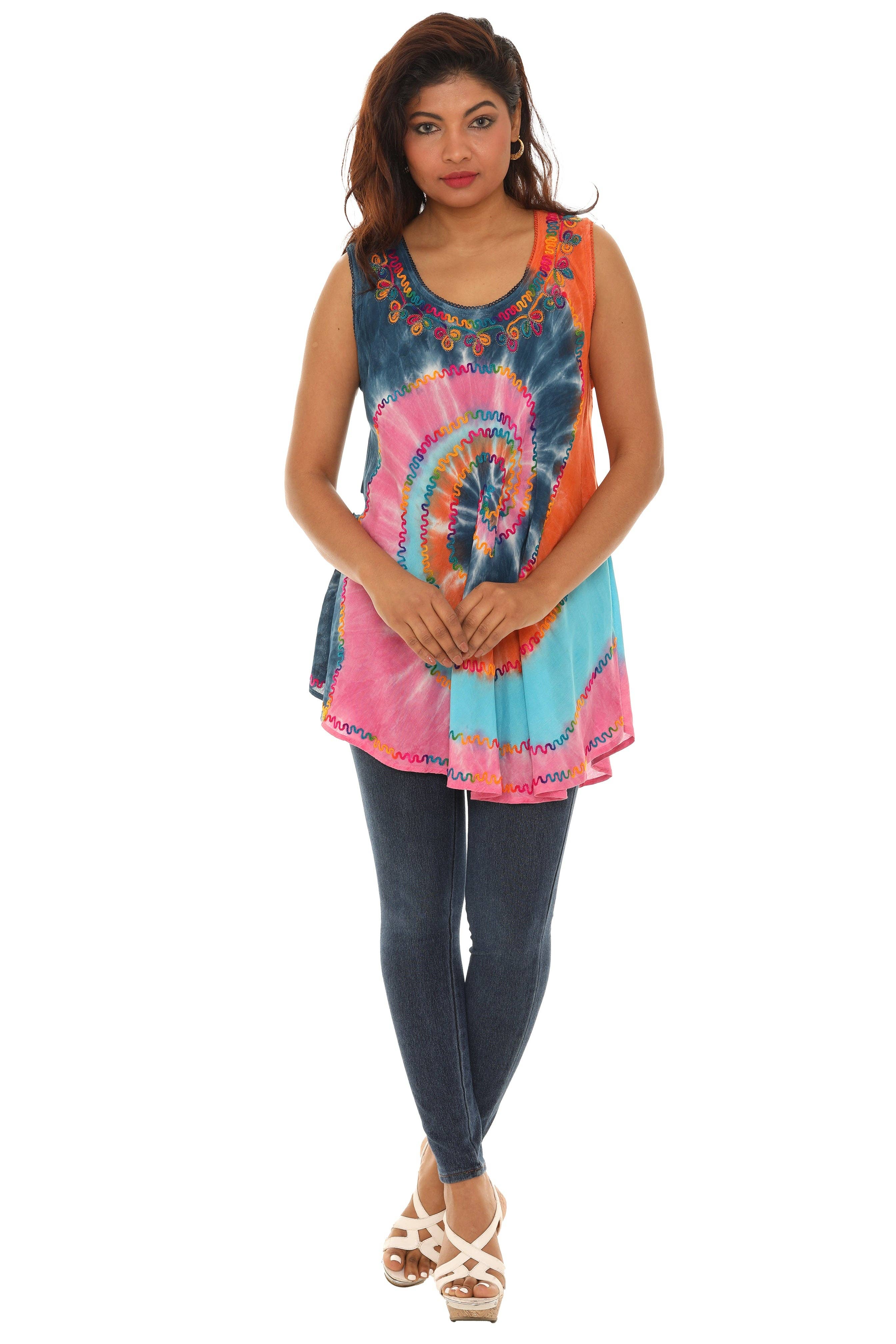 Shoreline Wear. INC - Wholesale Tunic - Women's - Tie-Dye Swirl Sleeveless Scoop Neck Top9