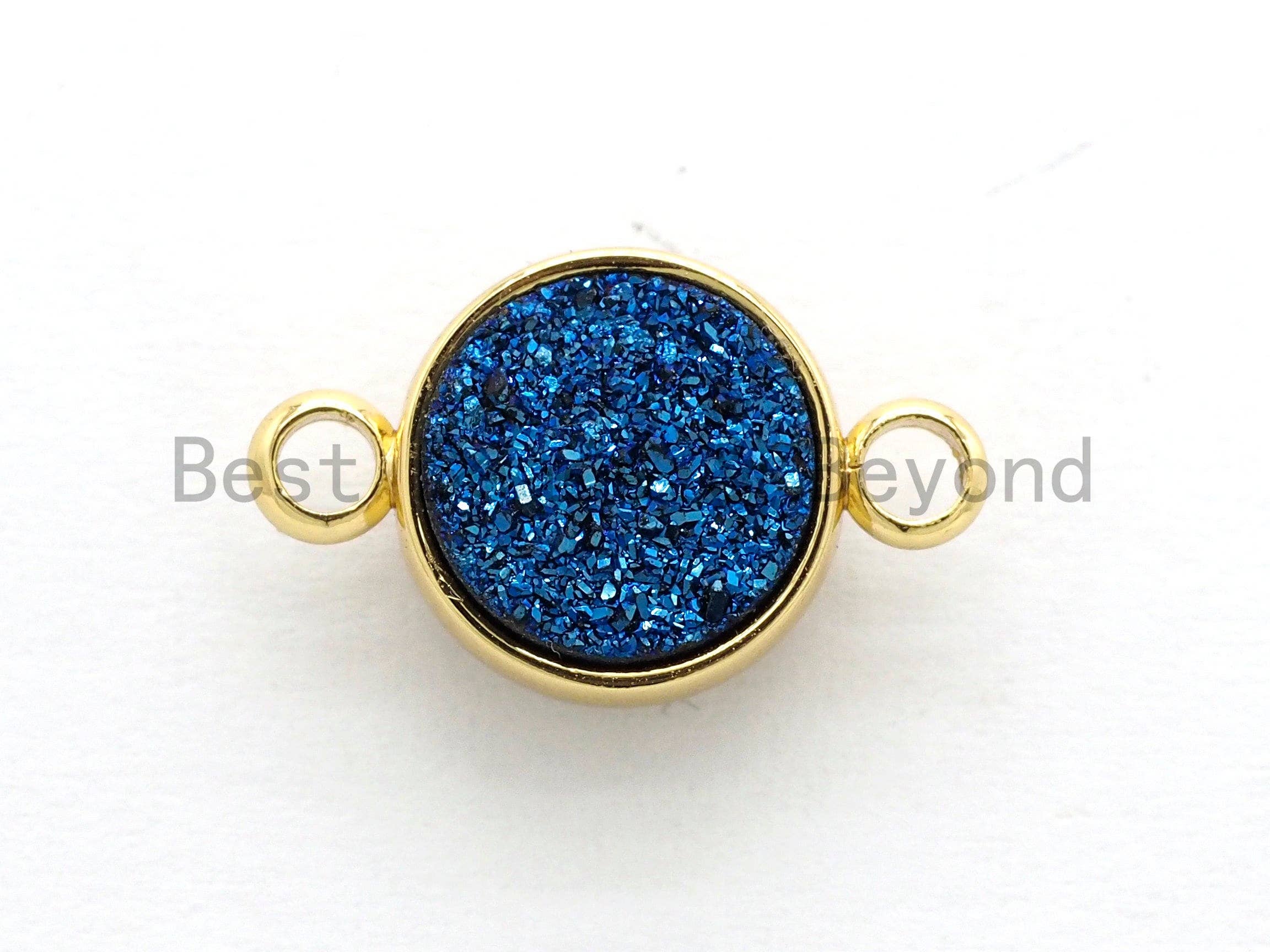 BestBeads&Beyond - Venta al por mayor Abalorios/colgantes individuales - Conector redondo drusa mística oro/plata4