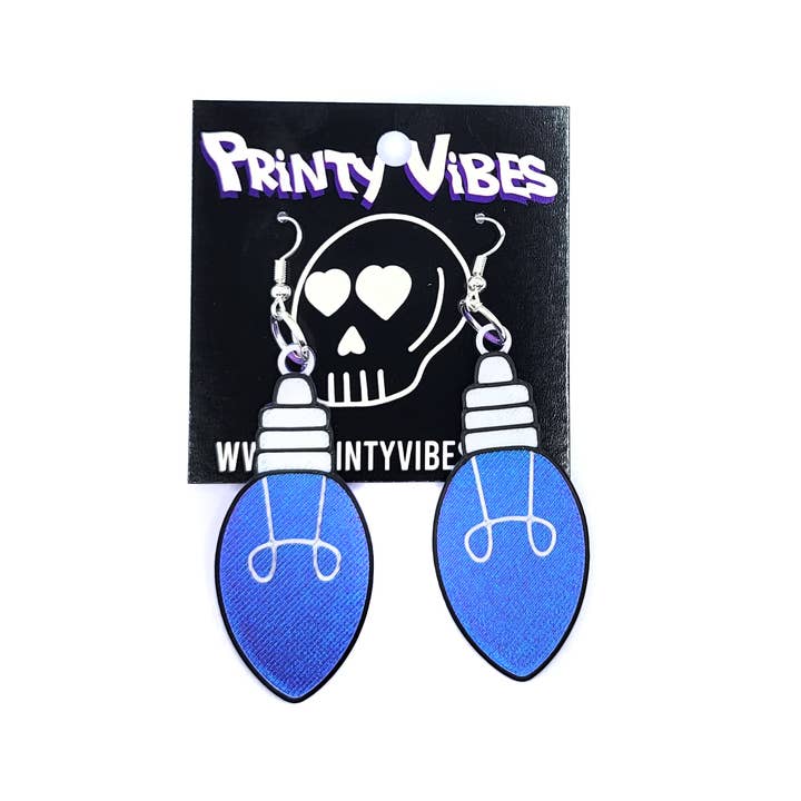 Printy Vibes - Venta al por mayor Pendientes colgantes - Pendientes llamativos con forma de bombilla navideña iridiscente de color morado3