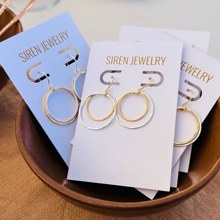 MIXED METAL LAYER EARRING for wholesale by Siren Jewelry