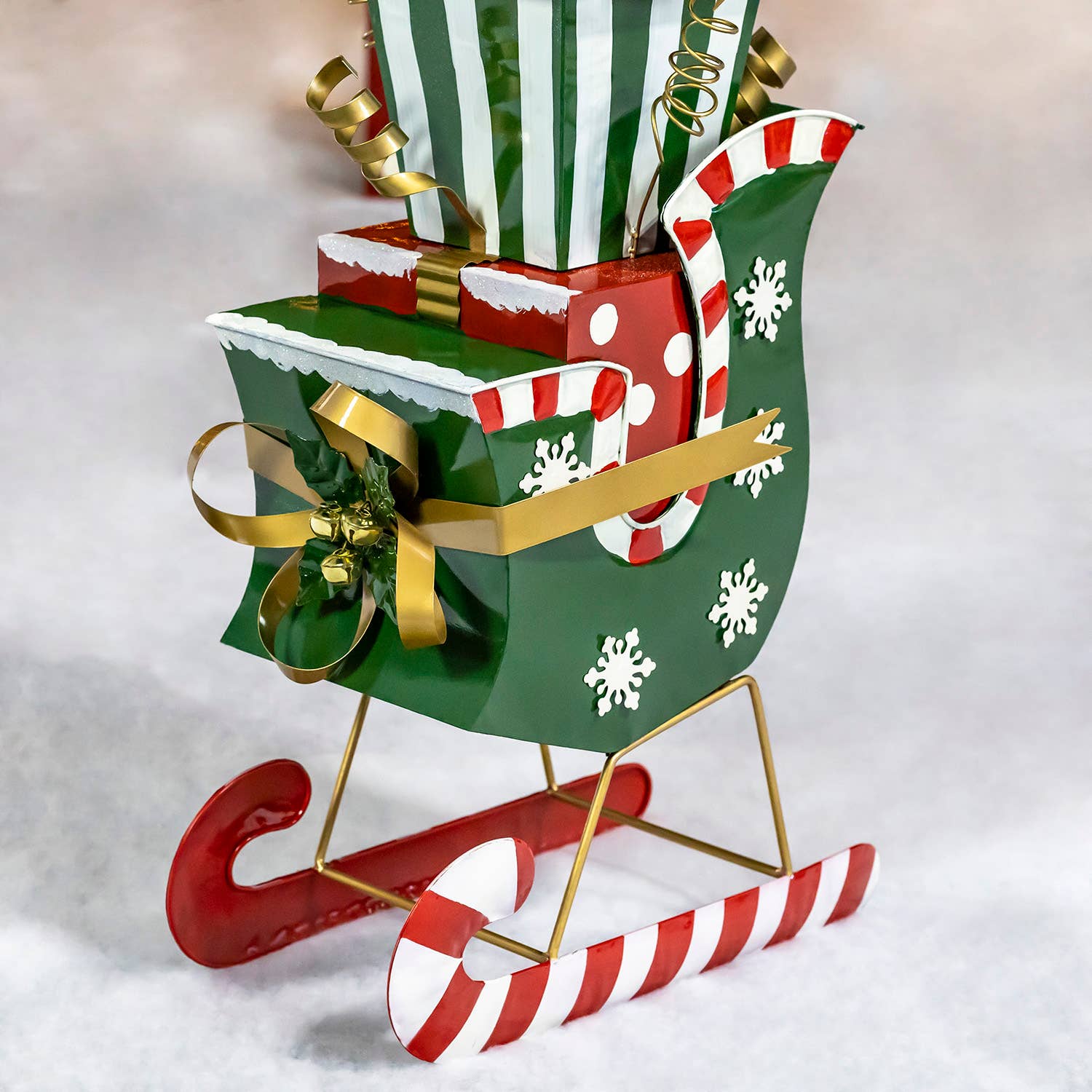 Zaer Ltd. International - Wholesale Decorative Figurine - 4 Ft.Tall Large Iron Christmas Sleigh w/ Presents1