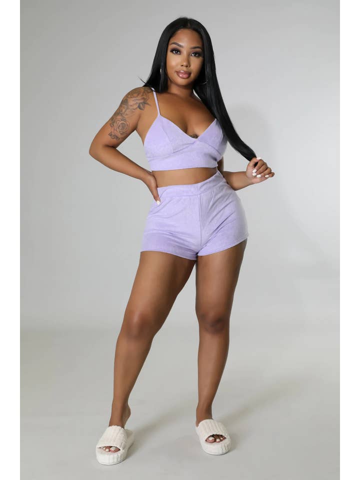 5besties inc - Wholesale Lounge Set - Women's - TERRY TOWEL BRALETTE AND MINI SHORTS SET10