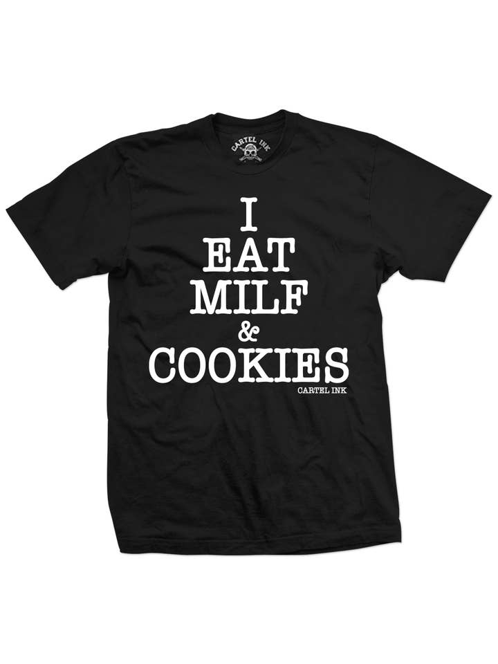Svart I Eat MILF and Cookies | T-shirt herr för wholesale på Faire
