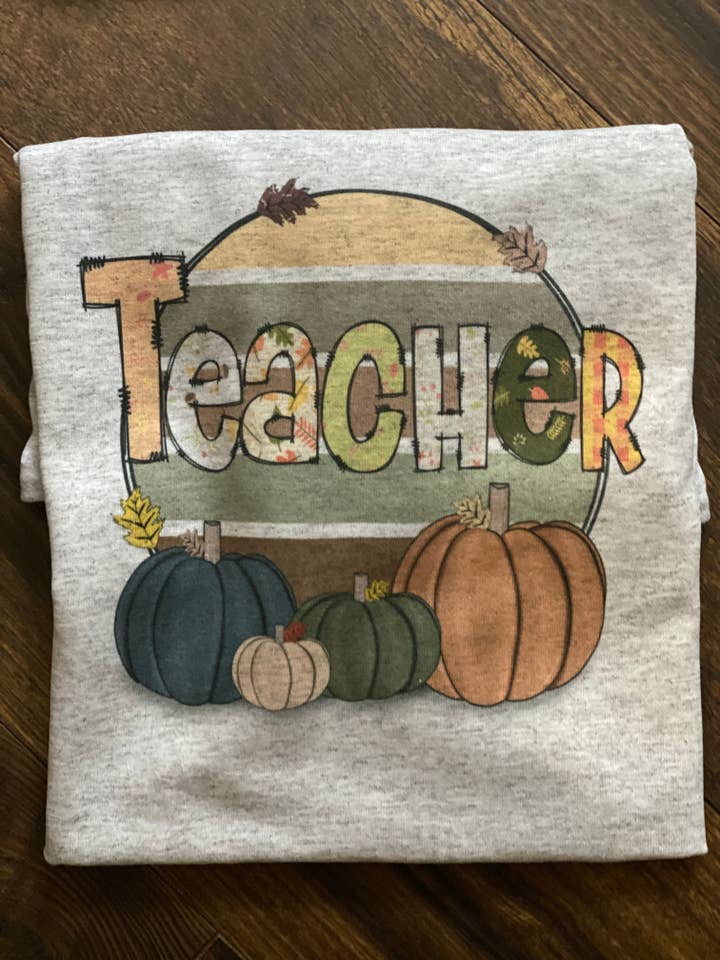 WS Fall Pumpkins Teacher Tee for wholesale by Abby Grey Farm