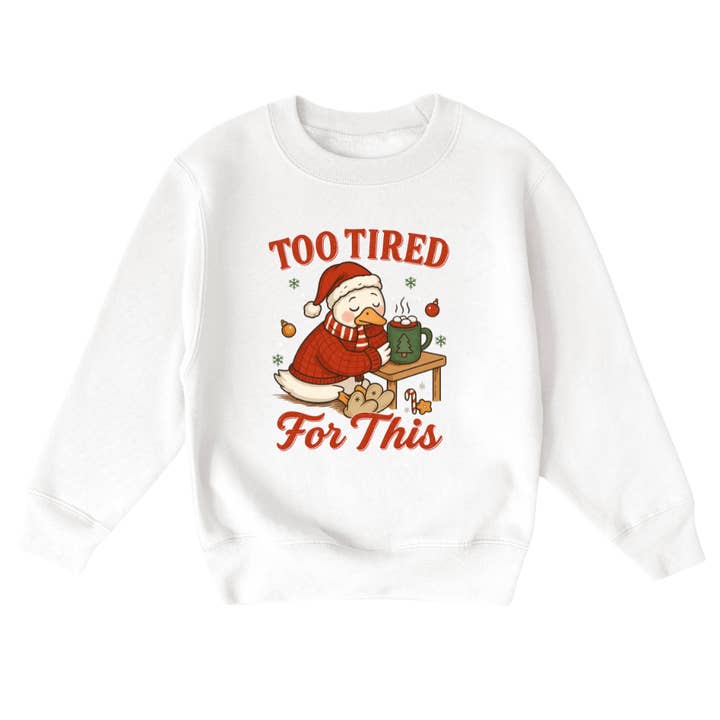 Zu müde für diesen Jugend-Weihnachtspullover für den Großhandel von Mama and Littles Apparel