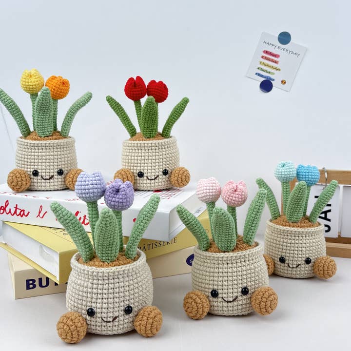 Gehaakte Tulpen Baby Potjes, Handgemaakte cadeaus voor haar, woondecoratie voor wholesale door Lilyrosy(Duty free)