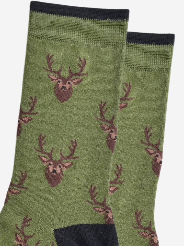 Sock Talk - Wholesale Socks – Men's - Men's Bamboo Socks - Green/Black, Stag4