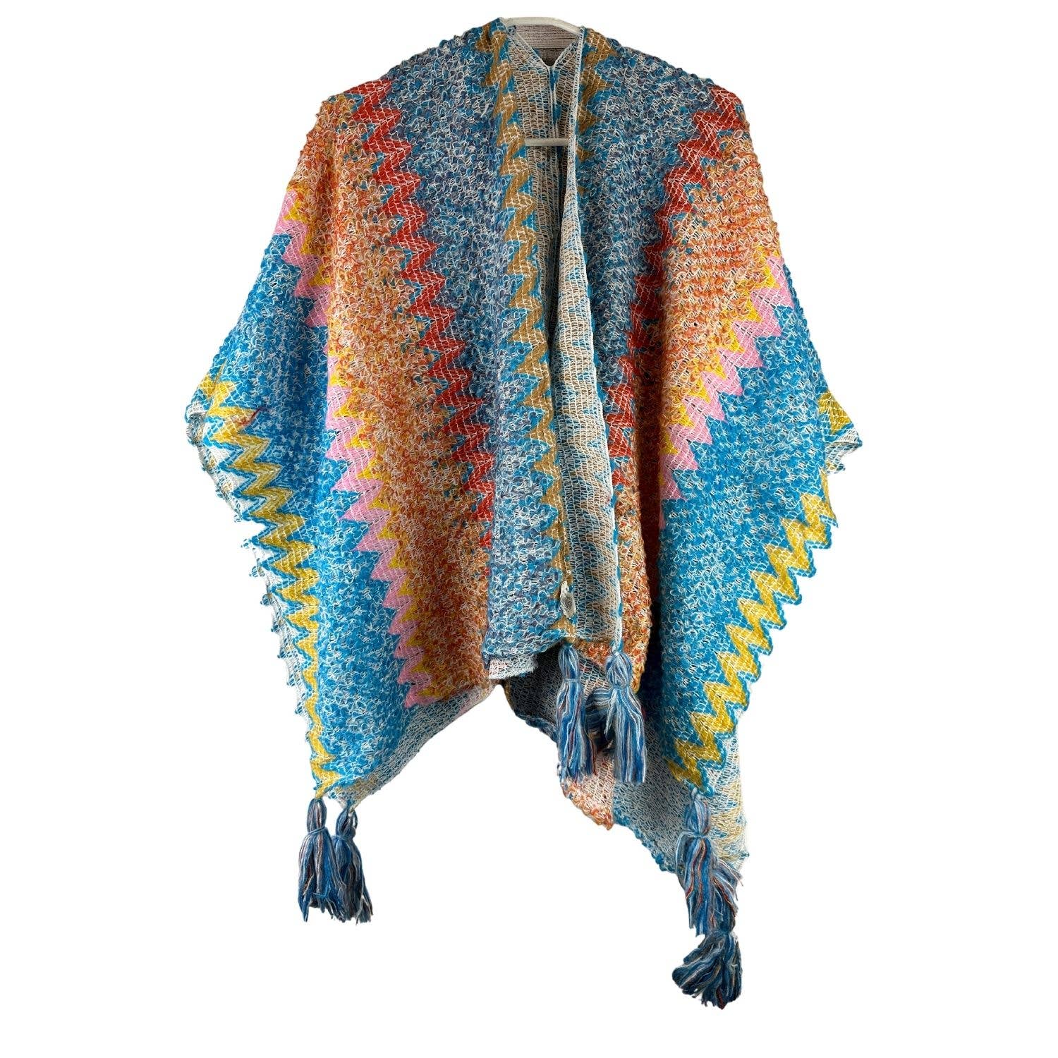 ZKY Wholesale - Venta al por mayor Poncho - Mujer - Chal étnico con flecos en forma de poncho, capa y cárdigan7