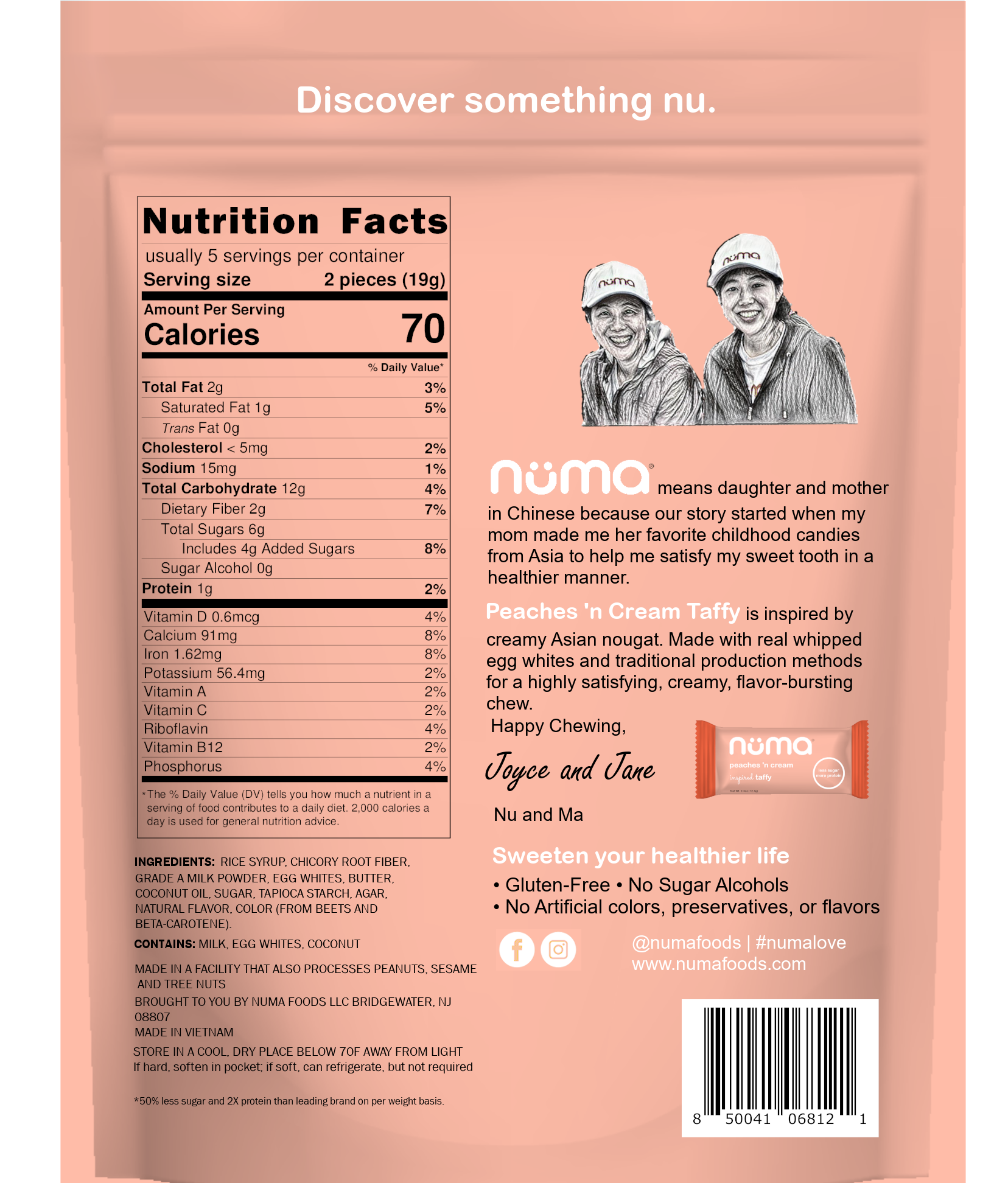 Numa Foods - Wholesale Taffy - Healthy Peaches 'n Cream Taffy1