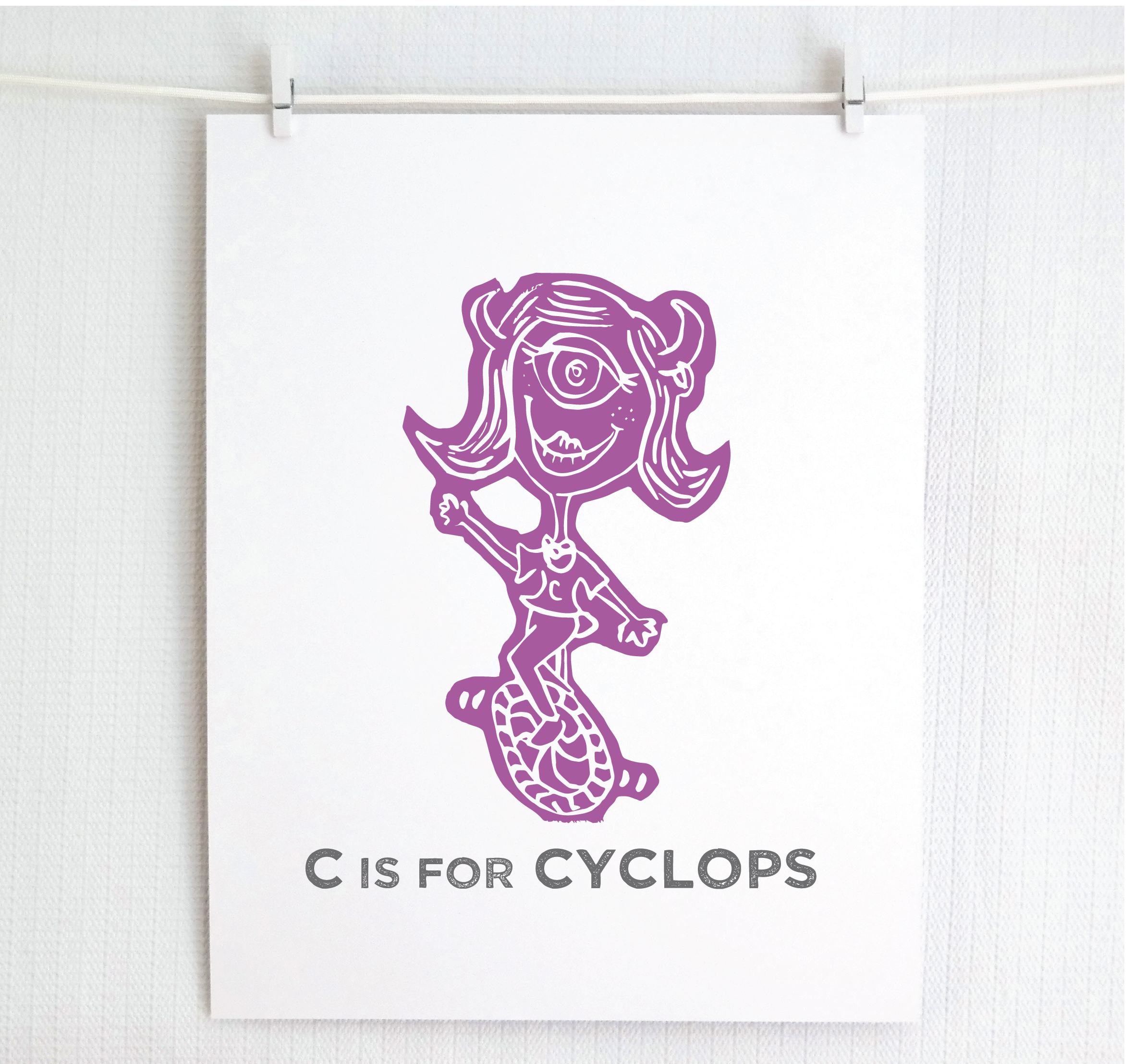 Jamie Palmer Keating - Wholesale Art Print - C is for Cyclops Illustrated Print0