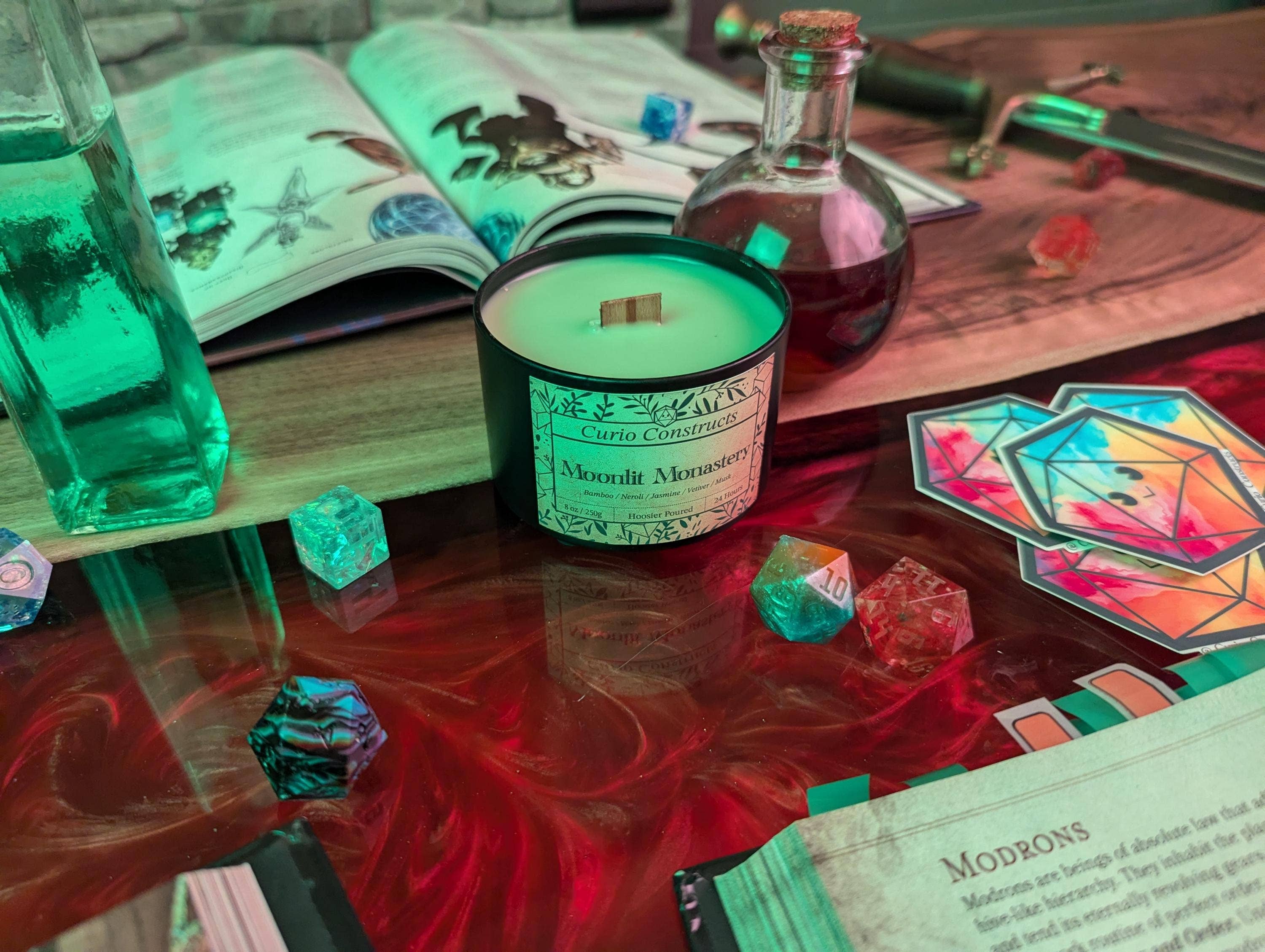 Curio Constructs - Wholesale Jar/Filled Candle - Moonlit Monastery | Fantasy Soy Wax Wood Wick Candle2