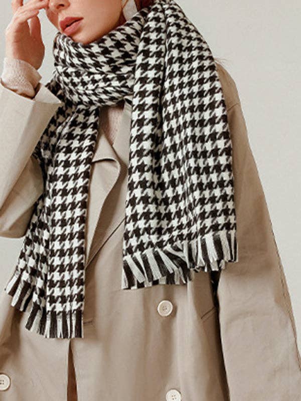 VividLux - Wholesale Scarf - Women's - Fringed Houndstooth Keep Warm Shawl&Scarf9