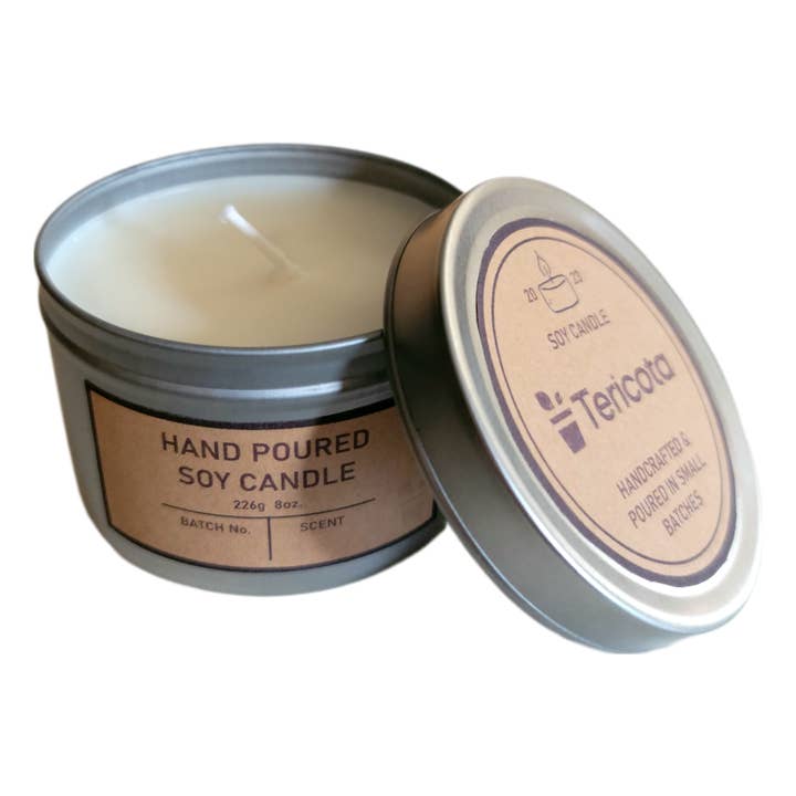 Vela de soja vertida a mano de 8 oz | Sin aroma para venta al por mayor de Tericota