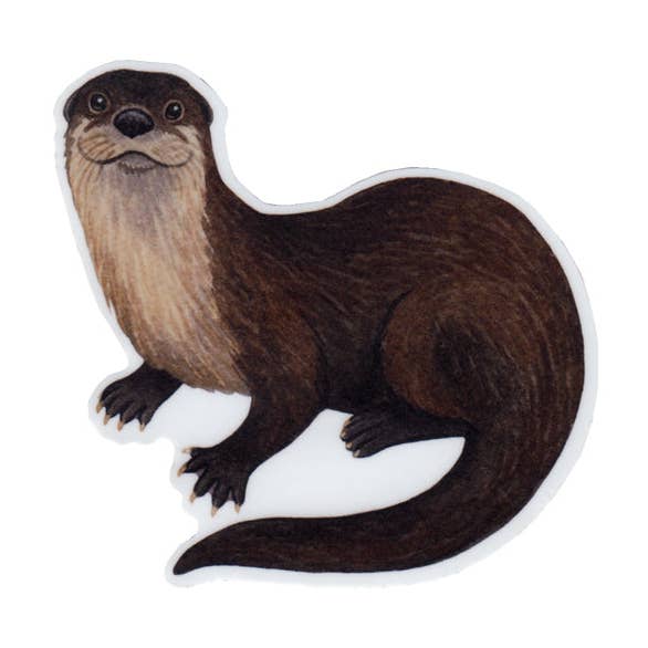 River Otter Vinyl Animal Sticker for wholesale by Kate Dolamore Art