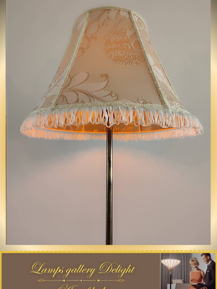 Victorian-style floor lamp with a patterned fabric shade. 3808 for wholesale by DelightLamps