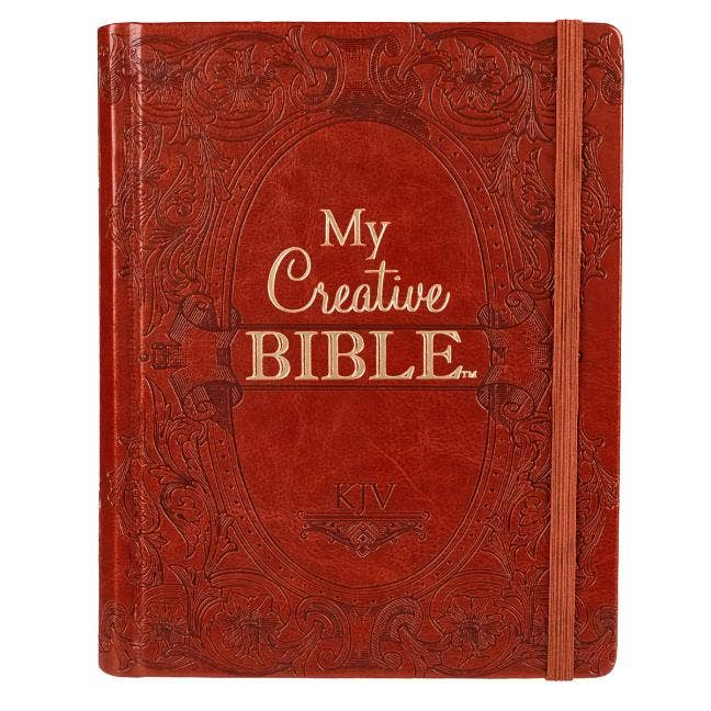 Books by splitShops - Wholesale Display Book - KJV Holy Bible, My Creative Bible, Faux Leather Hardcover - Ribbon Marker, King James Version, Toffee Brown W/Elastic Closure - Hardcover