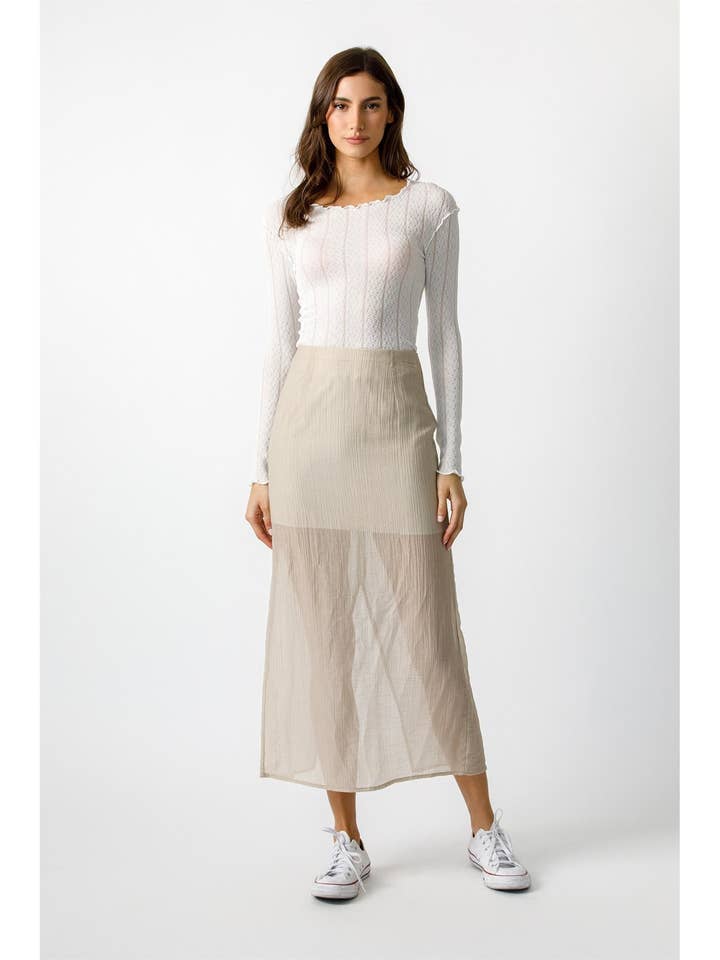 JS8064 - BEIGE MIDI SKIRT for wholesale by STORIA