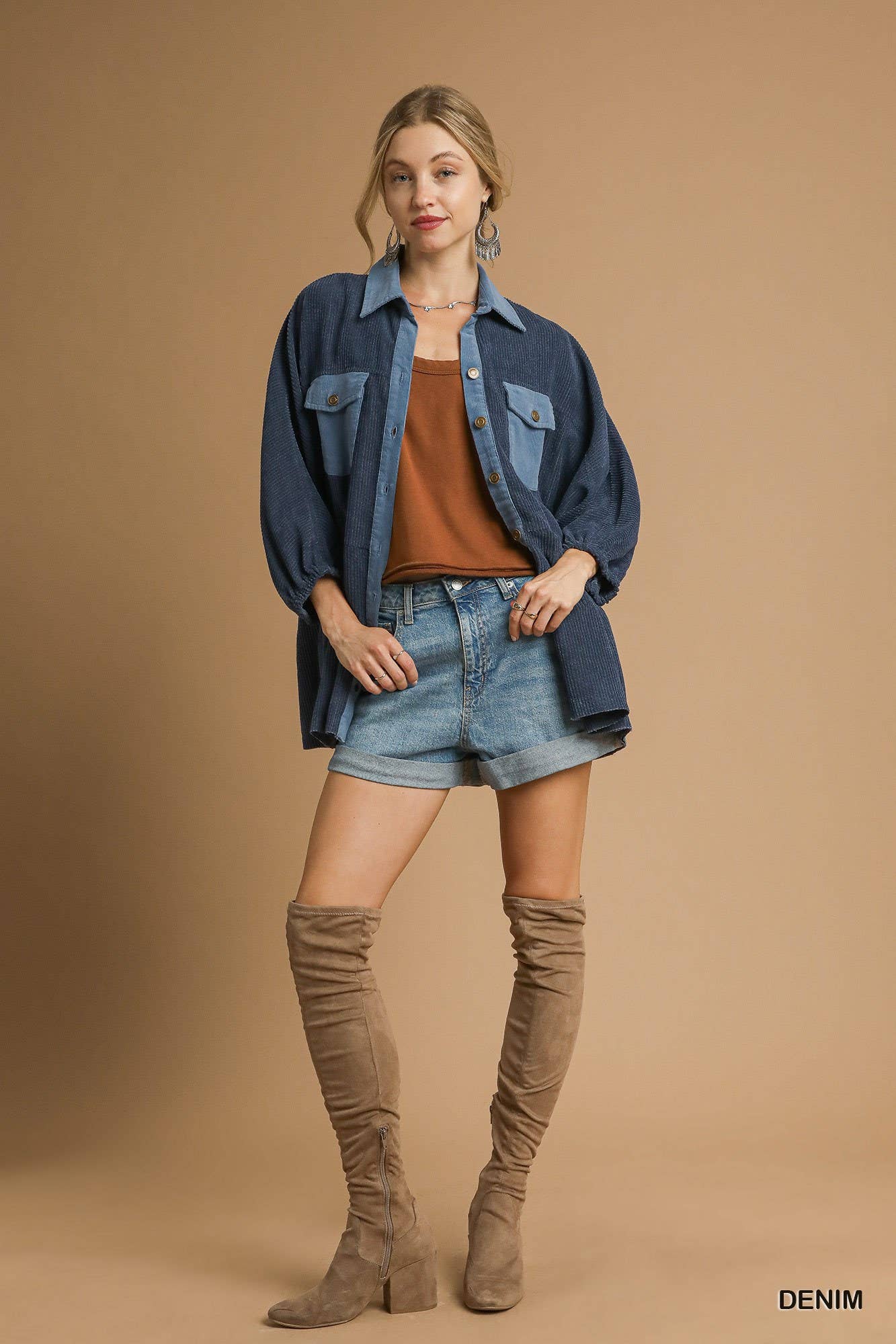 Vanilla Monkey – wholesale Skjortjacka/jackett – Dam – Manchesterskjorta med kontrastknappar5