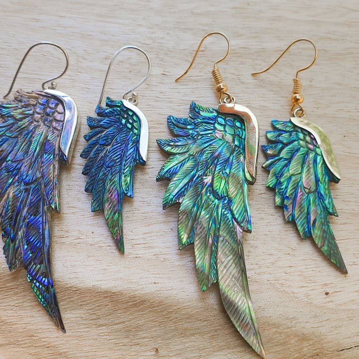 Feather Tribe - Wholesale Dangle earrings - Abalone SuperWing Earrings3