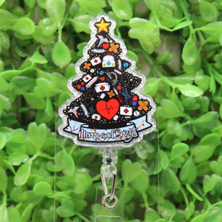 Vrolijke & Stralende Verpleegkundige Kerstboom Badge/ID Houder Rolhouder voor wholesale door Hylidae Boutique