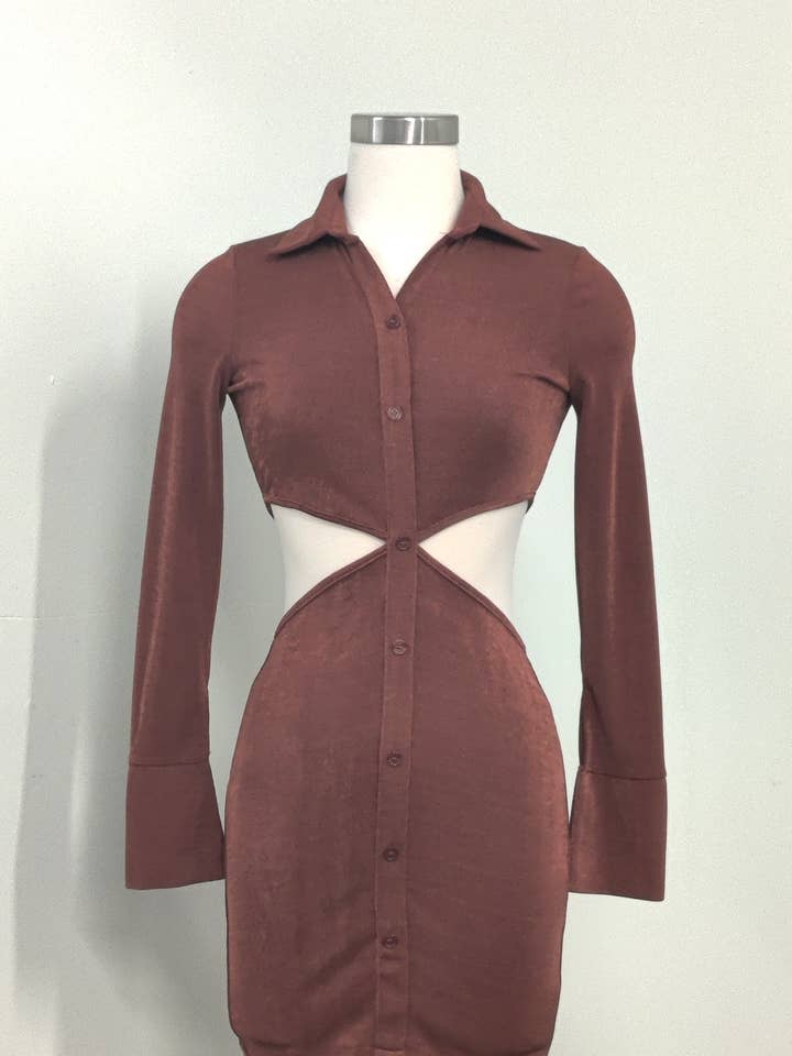 CD6129A - Cutout Collared Dress for wholesale by Cloud Ten