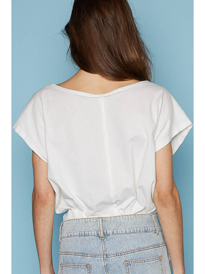 Pol Clothing - Wholesale T-Shirt - Women's - Dropped short sleeve studded peace emblem tee SALE
