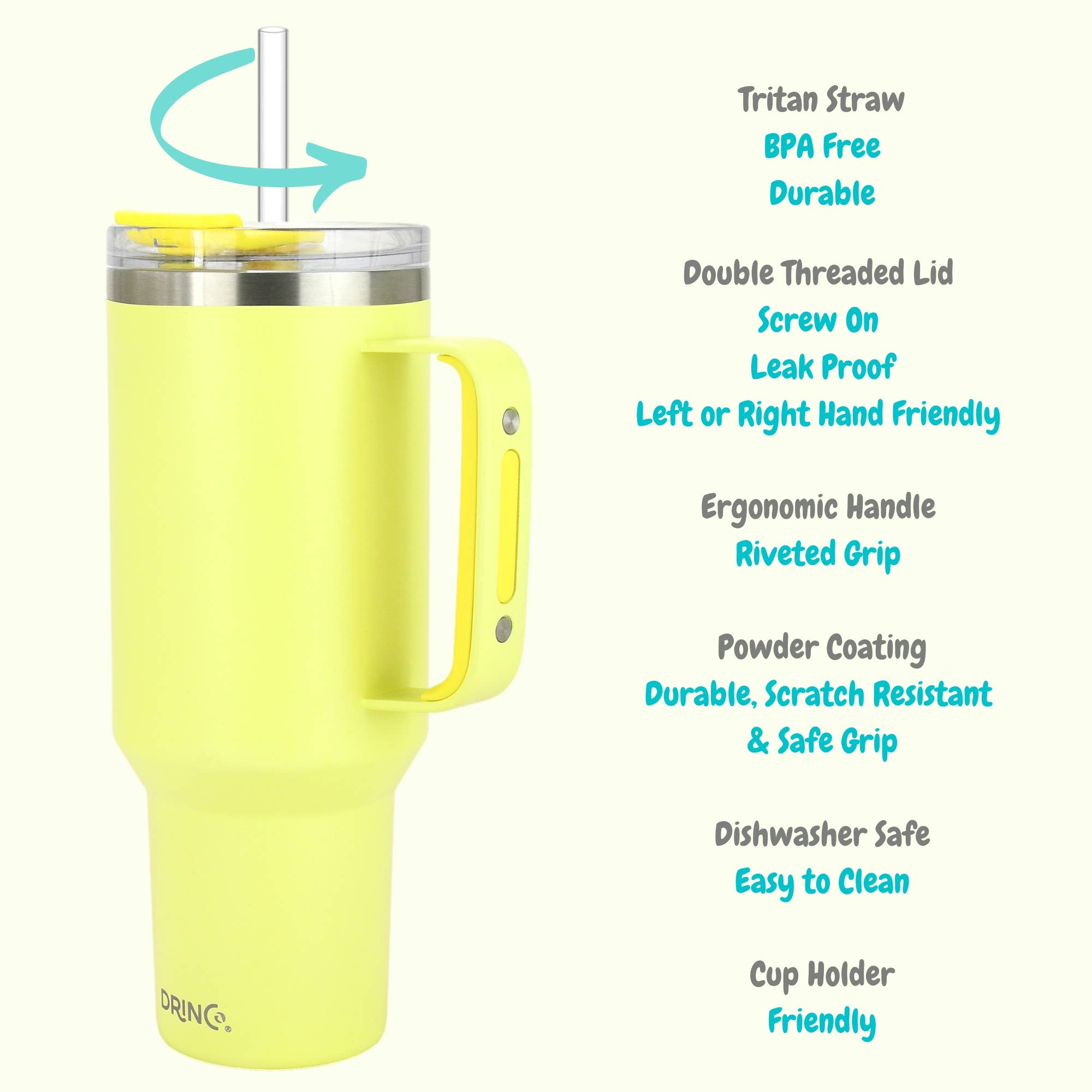 Drinco - Vendita all'ingrosso Bicchiere/tazza termica - Bicchiere termico Drinco BigSur da 40 oz e 30 oz con manico, cannuccia e coperchio flip36