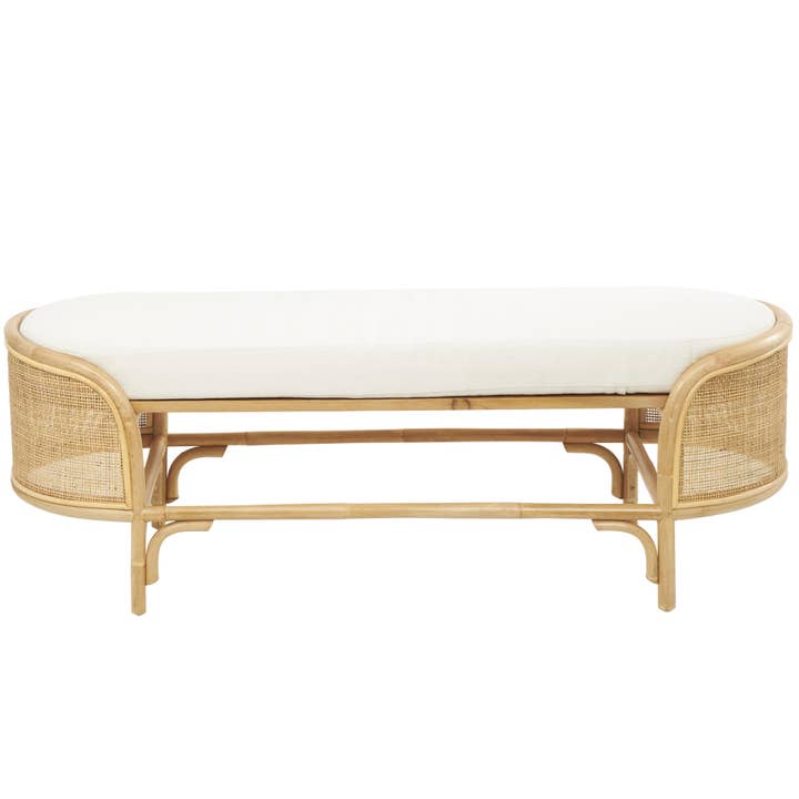 Natural Brown Rattan Bench for wholesale by Deco Marché