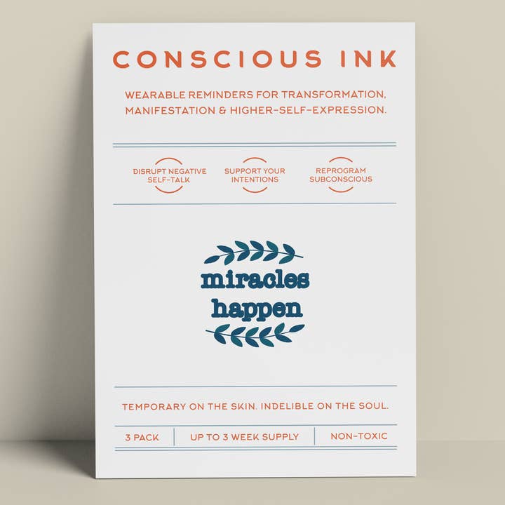 Tatuaggio Miracles Happen Manifestation per la vendita all'ingrosso da parte di Conscious Ink