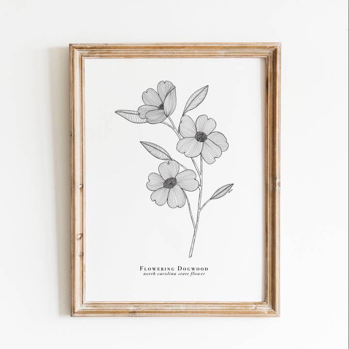 North Carolina State Flower Print | Flowering Dogwood Print for wholesale by Erika Layne Art