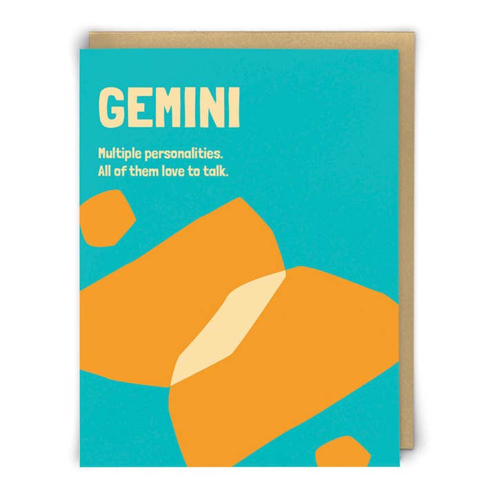 Carte de vœux du zodiaque Gémeaux pour la vente par Redback Cards UK