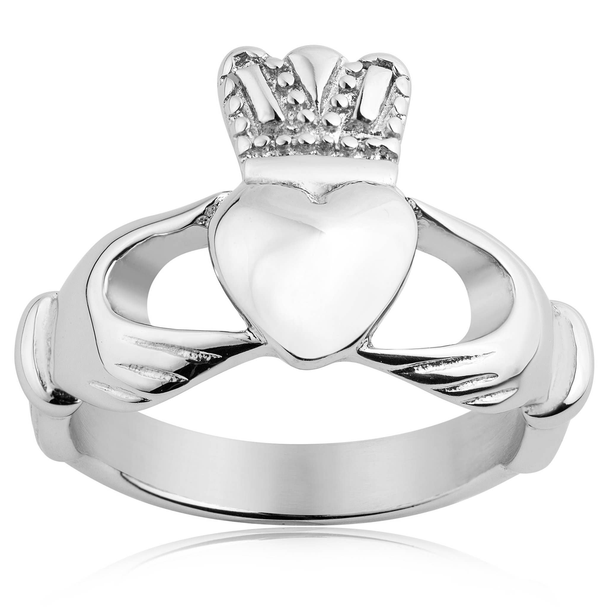 West Coast Jewelry - Wholesale Band/Stacked Ring - Traditional Celtic Claddagh Stainless Steel Ring - Size 61